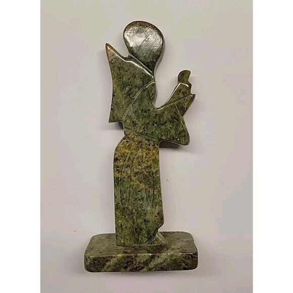 Vintage Abstract Modernist Stone Sculpture Monk Offering Silhouette 7